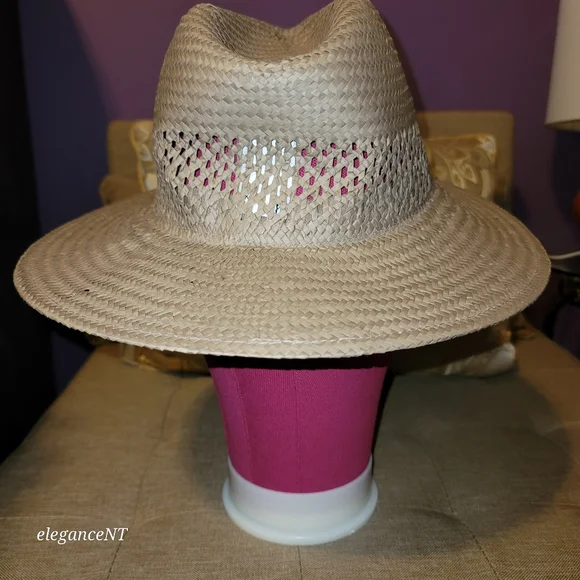Gap Straw Tan/Dark Gray  Fedora Size M/L NWT - Picture 5 of 7